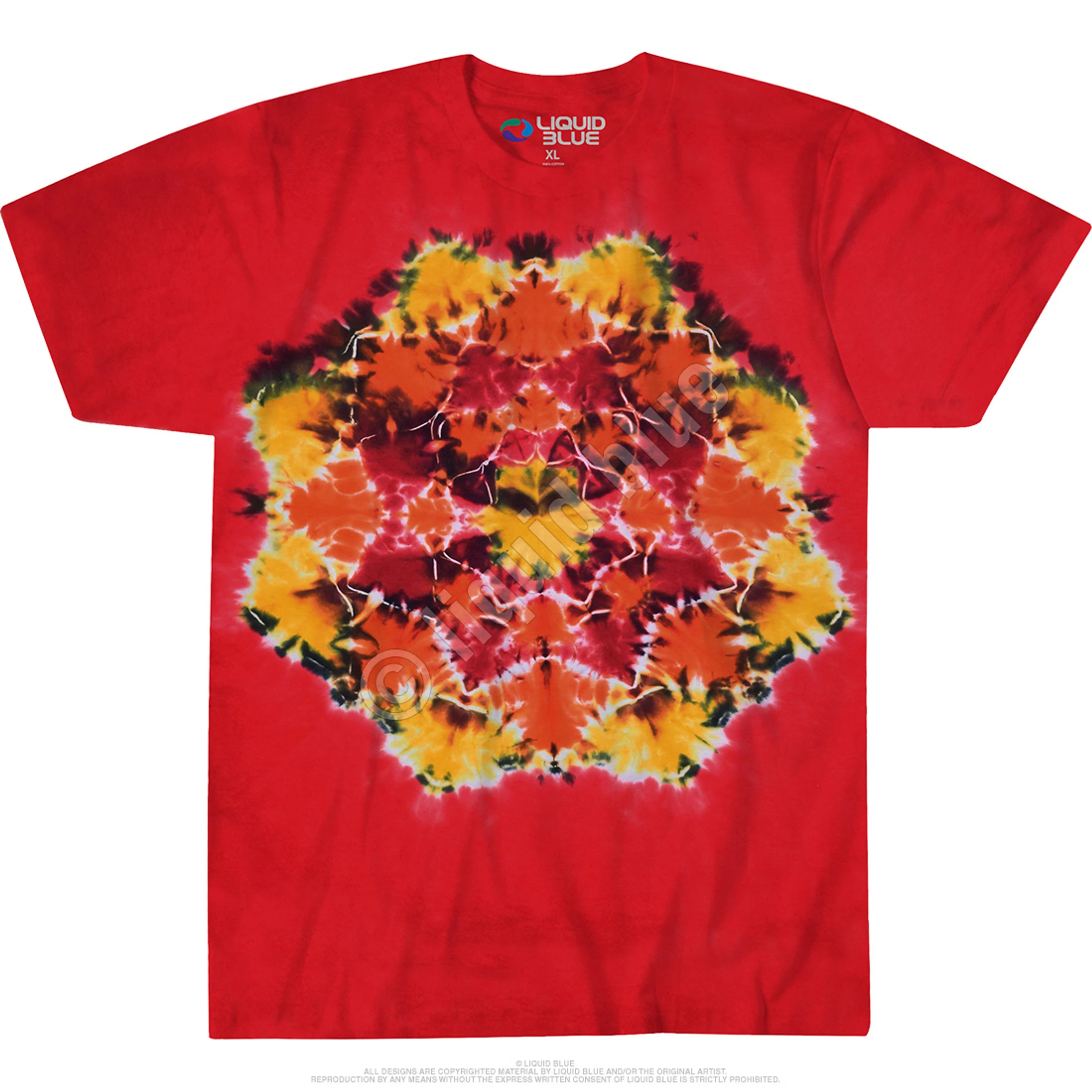 Red Mandala Unprinted Tie-Dye T-Shirt 5 Red Mandala Unprinted Tie-Dye T-Shirt - Image 3