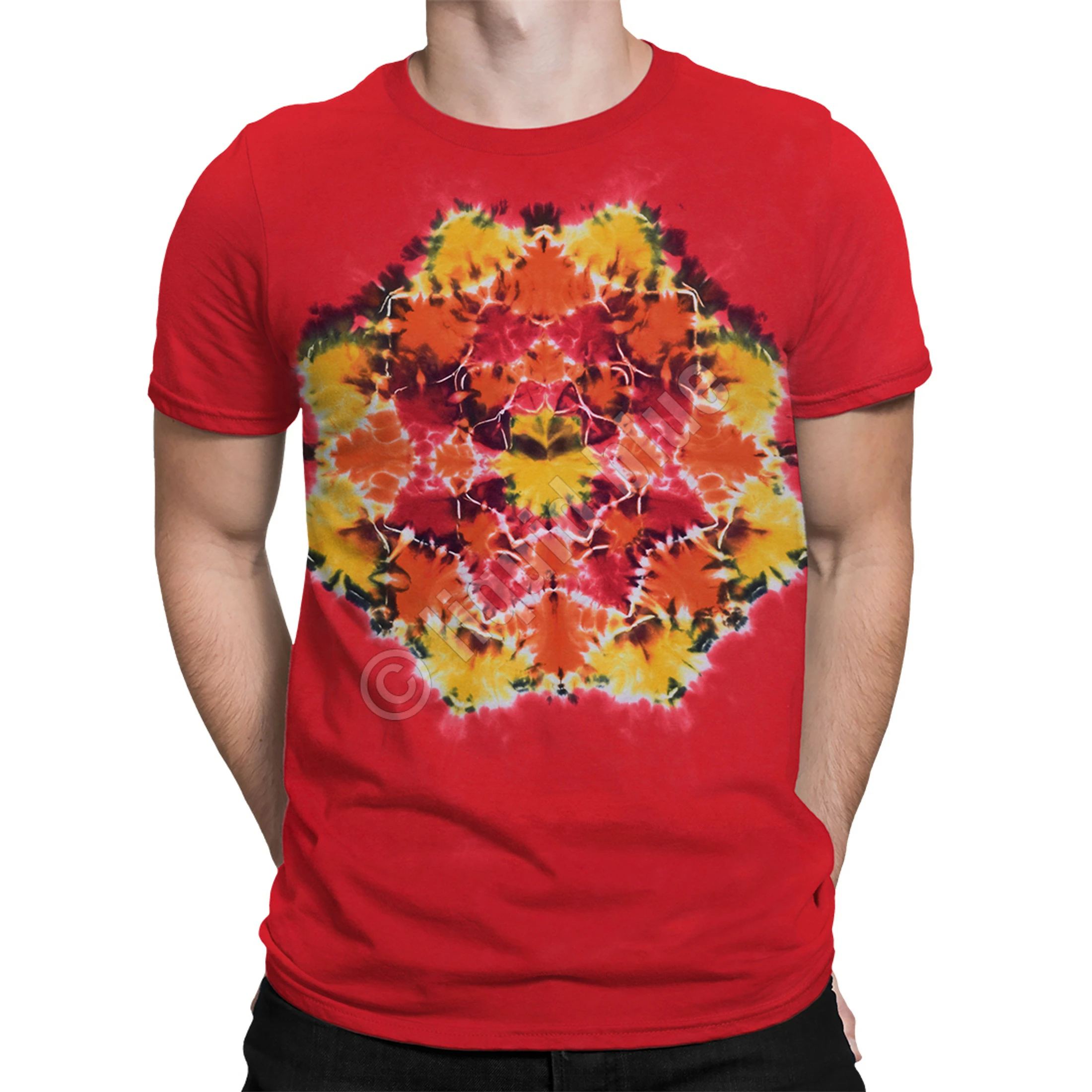 Red Mandala Unprinted Tie-Dye T-Shirt 4 Red Mandala Unprinted Tie-Dye T-Shirt - Image 2