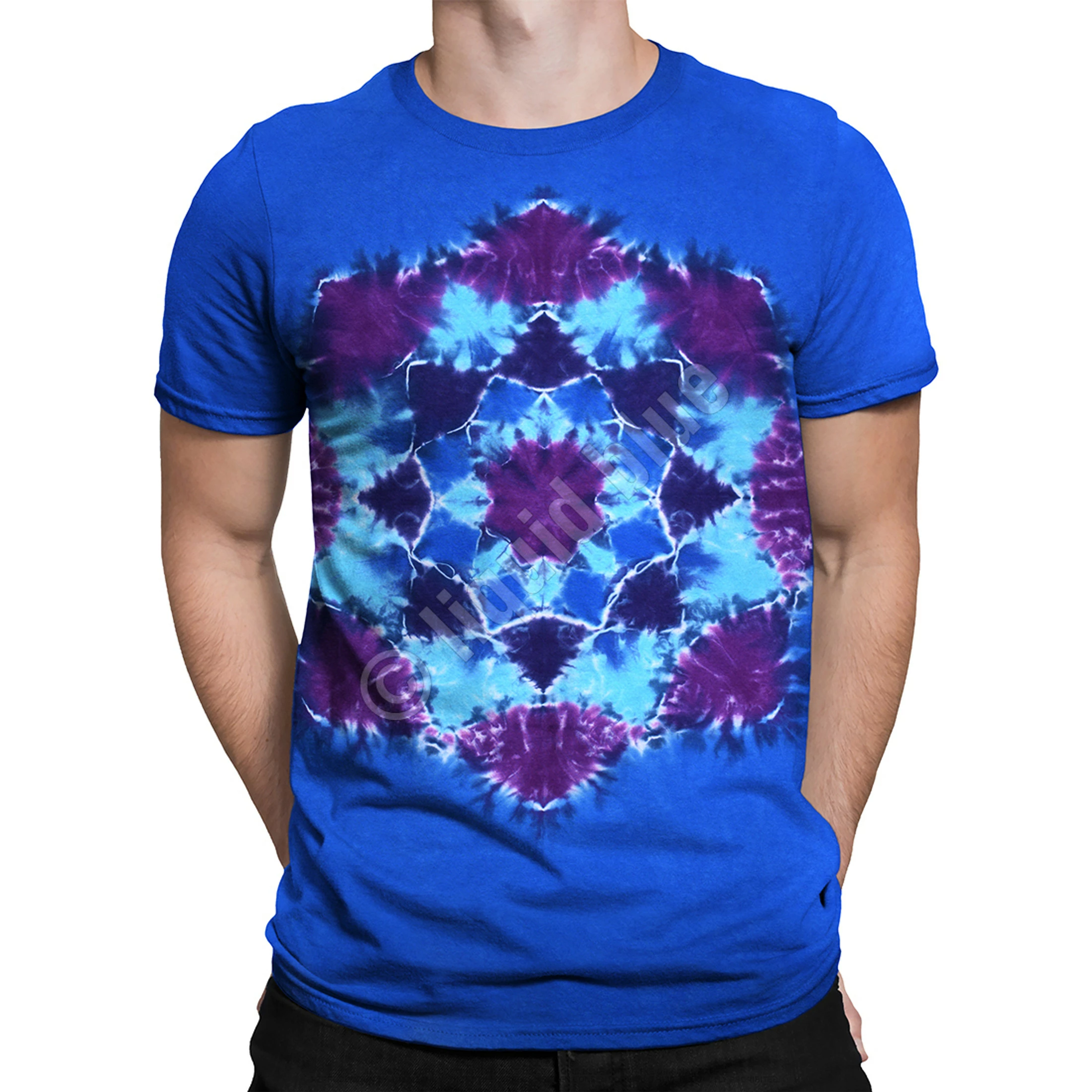 Blue Mandala Unprinted Tie-Dye T-Shirt 4 Blue Mandala Unprinted Tie-Dye T-Shirt - Image 2