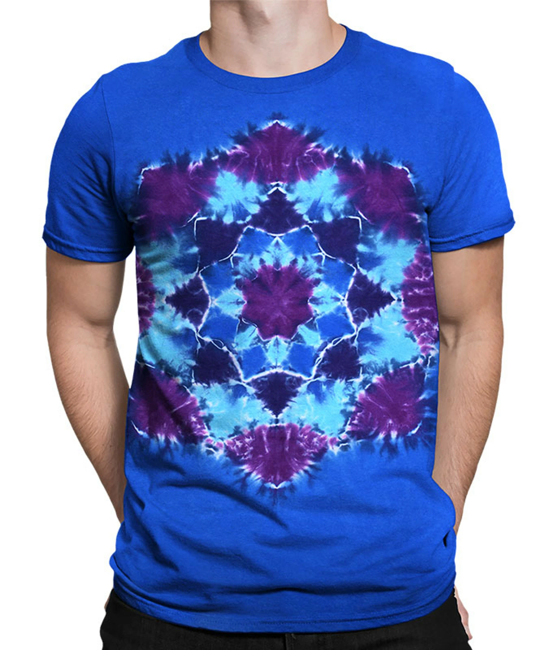 Blue Mandala Unprinted Tie-Dye T-Shirt 3 Blue Mandala Unprinted Tie-Dye T-Shirt