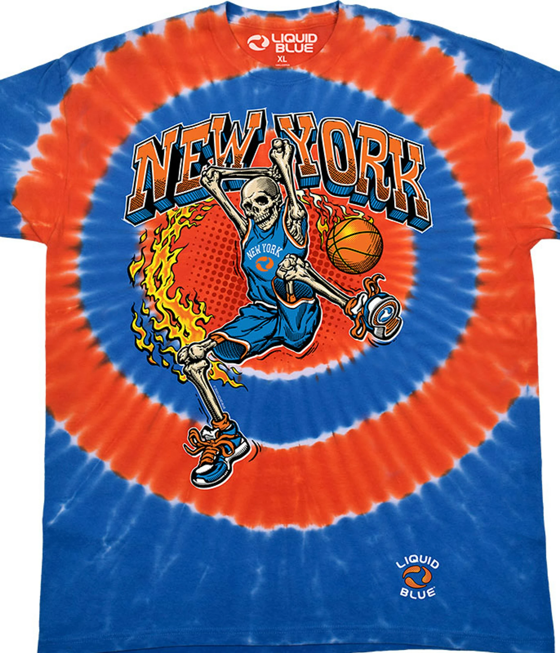 New York Dunker Basketball Skeleton Tie-Dye T-Shirt 3 New York Dunker Basketball Skeleton Tie-Dye T-Shirt