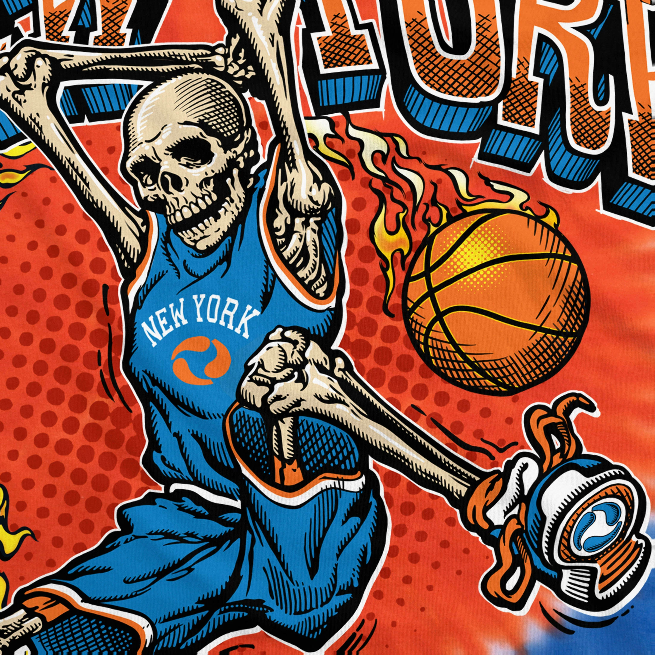 New York Dunker Basketball Skeleton Tie-Dye T-Shirt 6 New York Dunker Basketball Skeleton Tie-Dye T-Shirt - Image 4