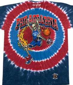 MLB Shop 48 Philadelphia Dunker Basketball Skeleton Tie-Dye T-Shirt