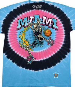 Miami Dunker Basketball Skeleton Tie-Dye T-Shirt