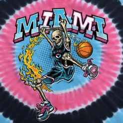 Miami Dunker Basketball Skeleton Tie-Dye T-Shirt -MLB Shop 11433f artwork 24142.1682446213