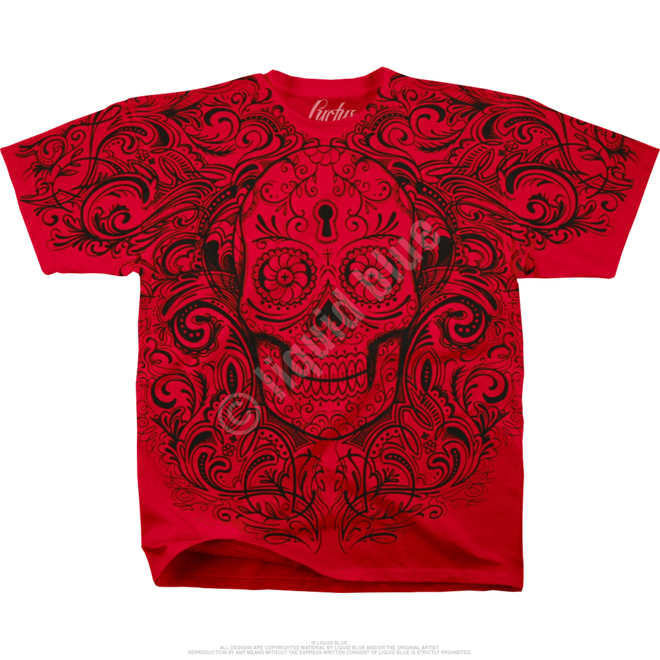 Calavera Keyhole Red T-Shirt 4 Calavera Keyhole Red T-Shirt - Image 2