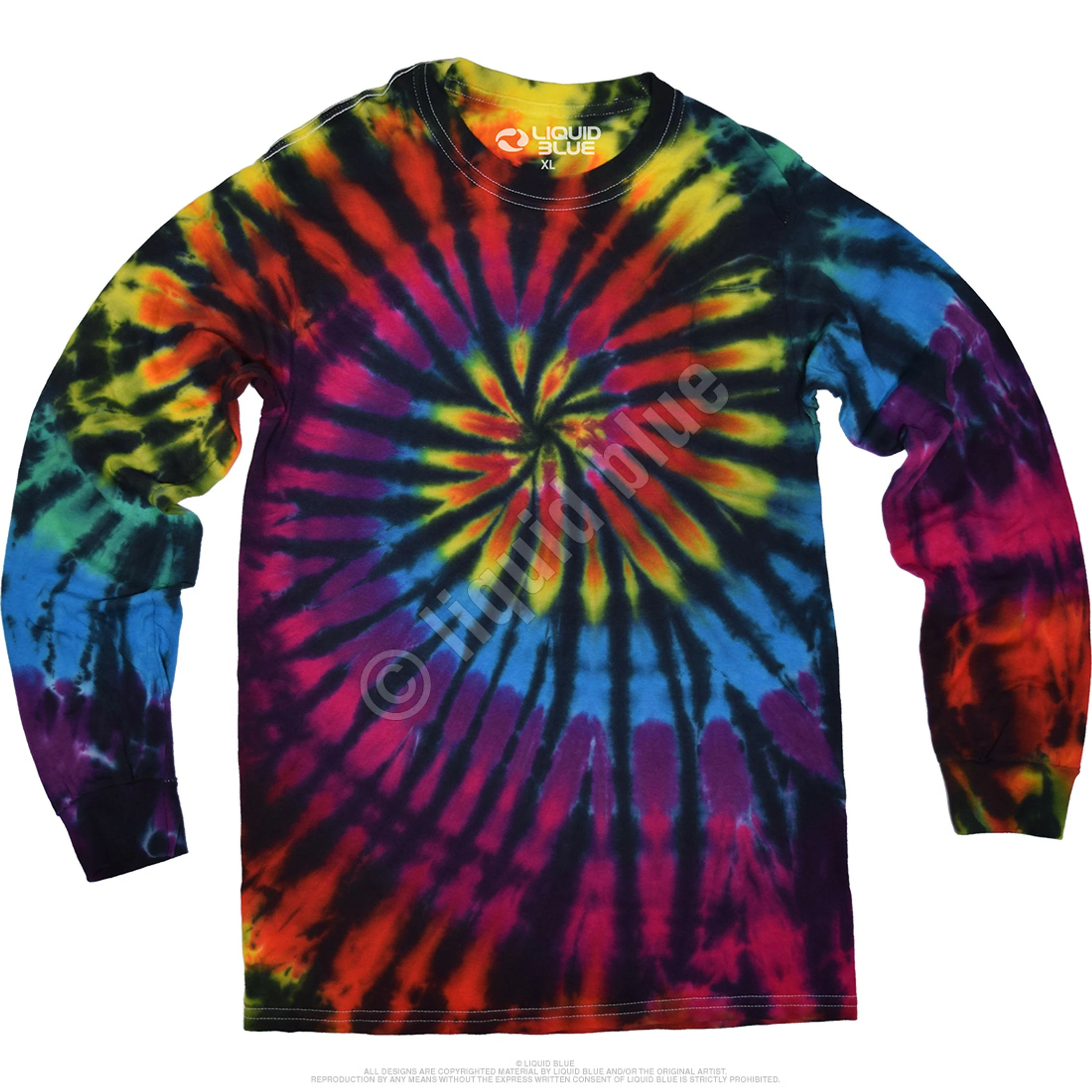 Rainbow Spiral Streak Unprinted Tie-Dye Long Sleeve T-Shirt 4 Rainbow Spiral Streak Unprinted Tie-Dye Long Sleeve T-Shirt - Image 2