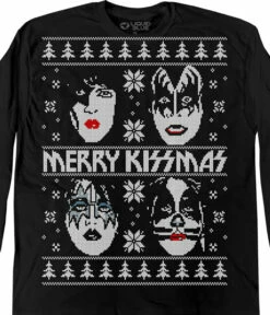 Merry KISSmas Sweater Black Long Sleeve T-Shirt