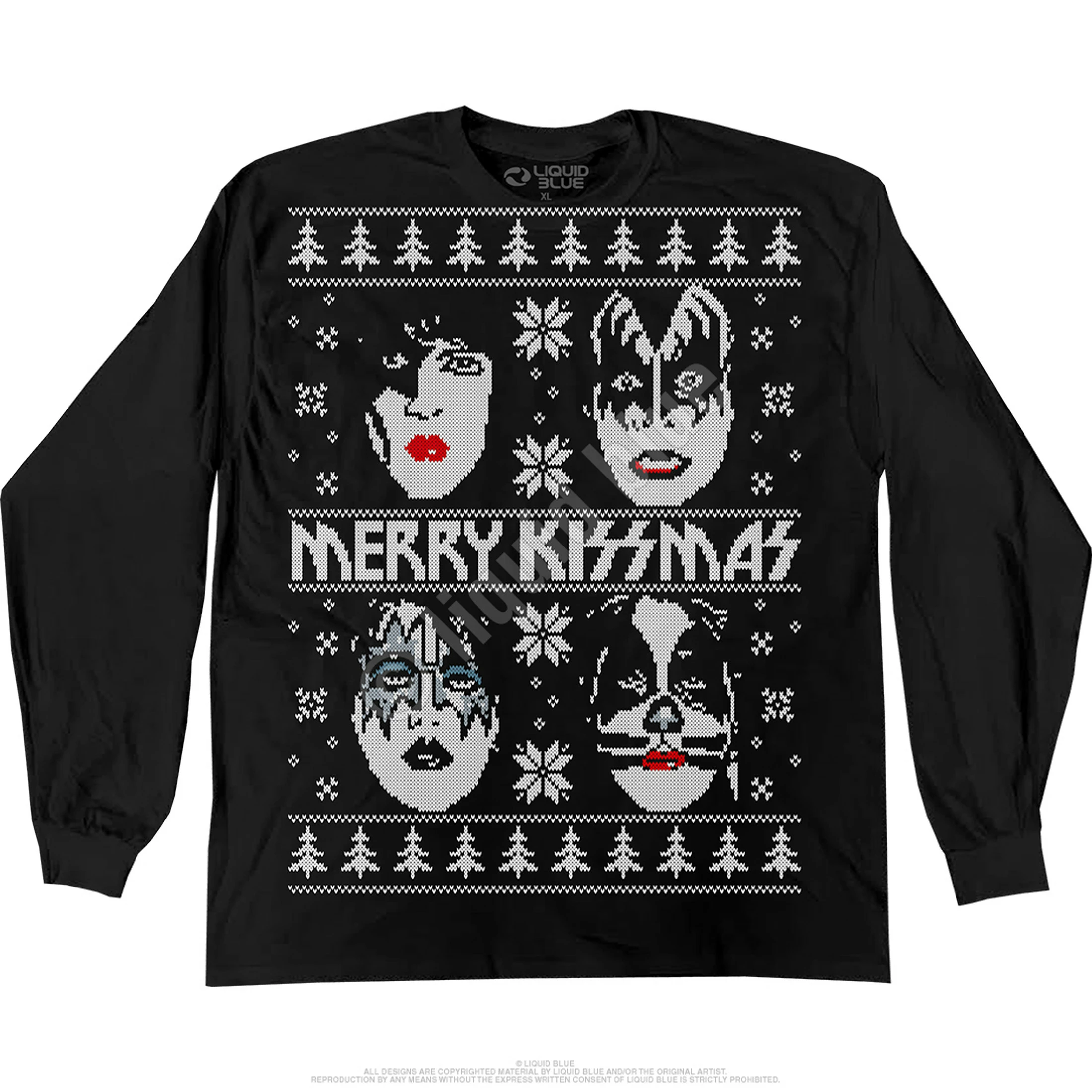 Merry KISSmas Sweater Black Long Sleeve T-Shirt 4 Merry KISSmas Sweater Black Long Sleeve T-Shirt - Image 2
