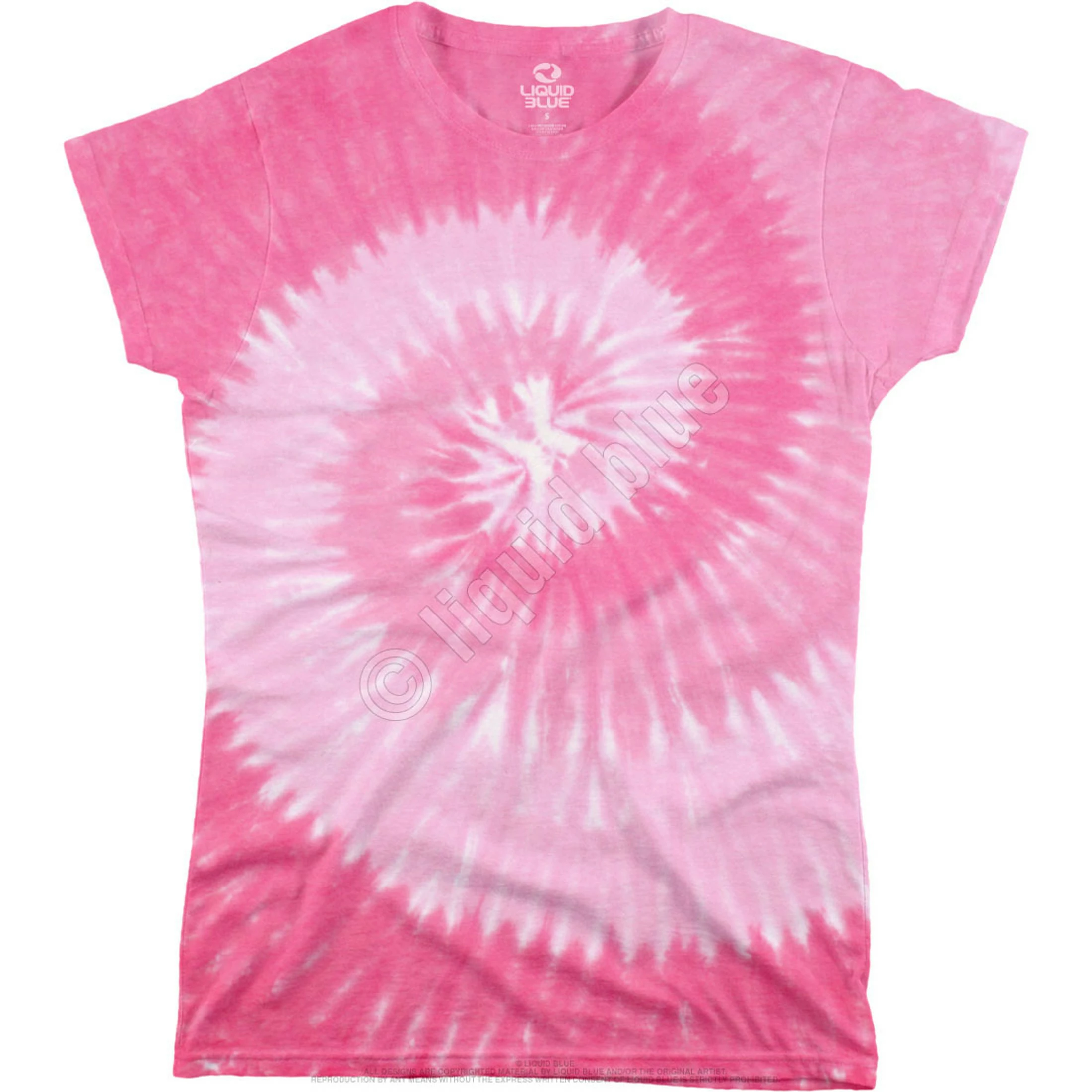 Pink Spiral Unprinted Juniors Long Length Tie-Dye T-Shirt 4 Pink Spiral Unprinted Juniors Long Length Tie-Dye T-Shirt - Image 2