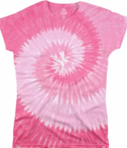 Pink Spiral Unprinted Juniors Long Length Tie-Dye T-Shirt