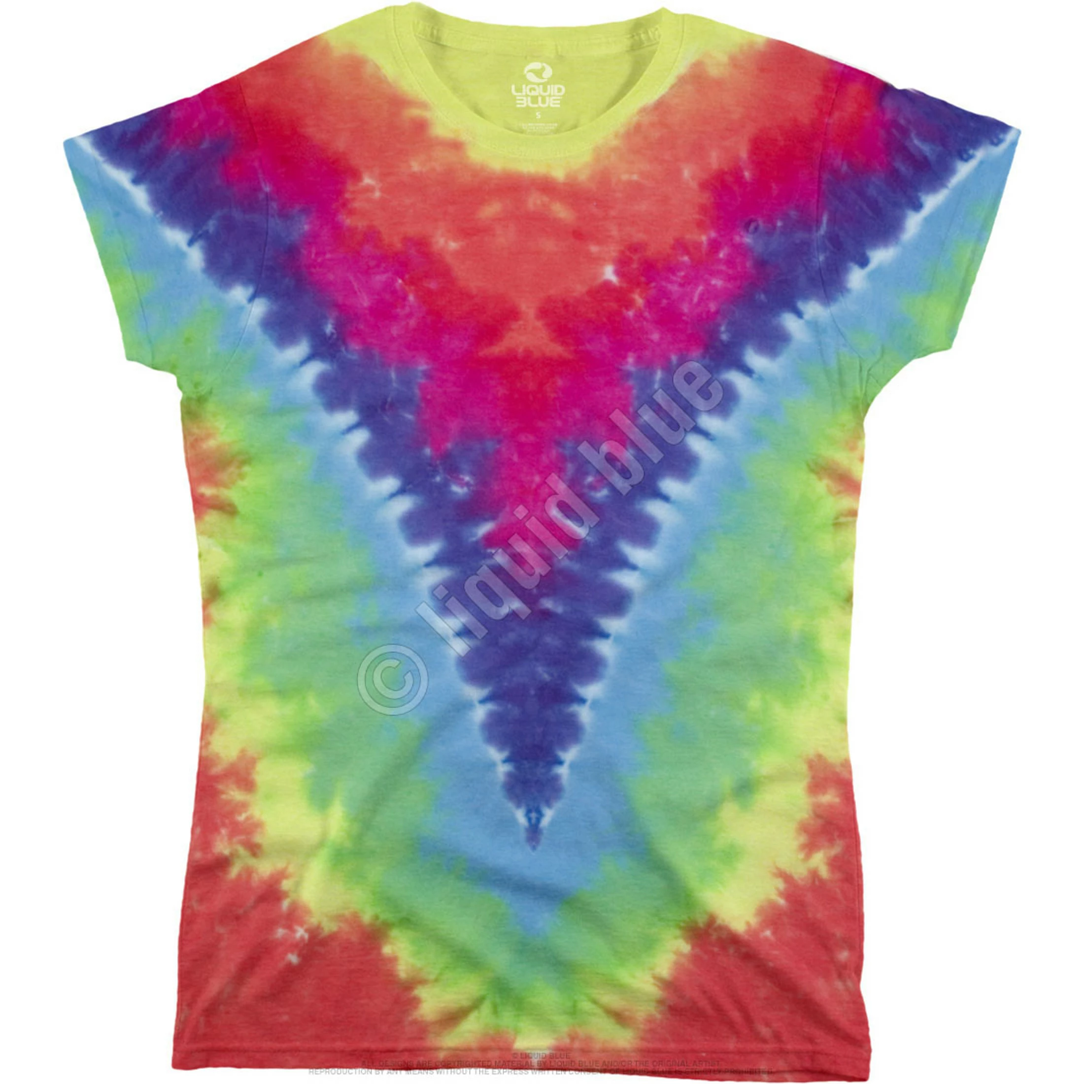 Rainbow V Unprinted Juniors Long Length Tie-Dye T-Shirt 4 Rainbow V Unprinted Juniors Long Length Tie-Dye T-Shirt - Image 2