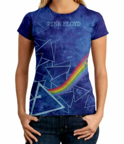 Pink Floyd Prisms Tie-Dye Juniors Long Length T-Shirt