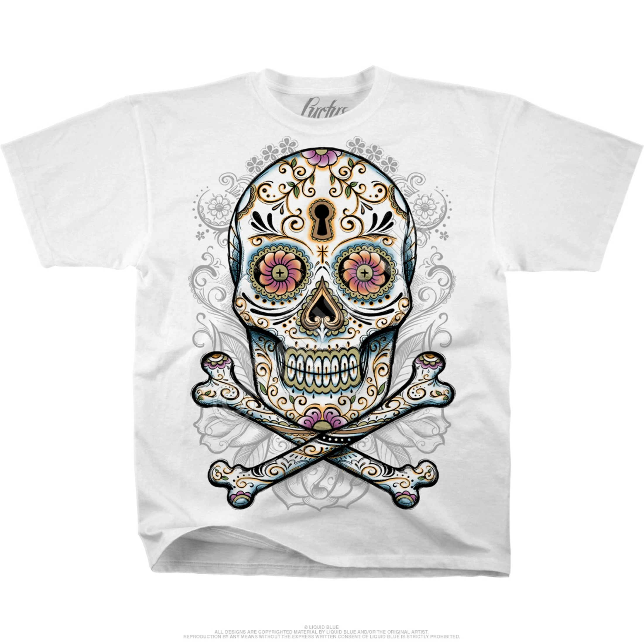Floral Skull White T-Shirt 4 Floral Skull White T-Shirt - Image 2