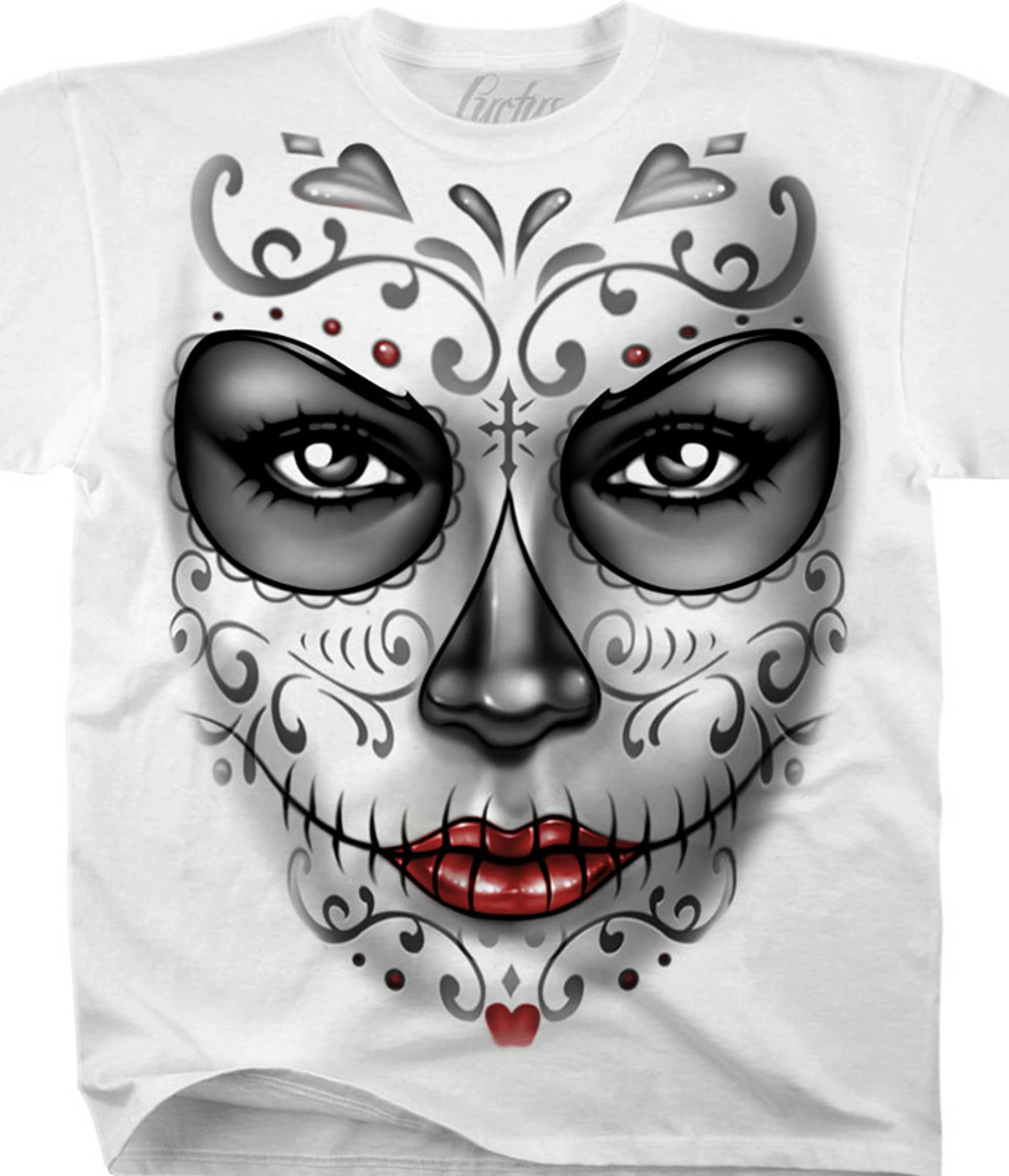 Heart Skull White Athletic T-Shirt 3 Heart Skull White Athletic T-Shirt
