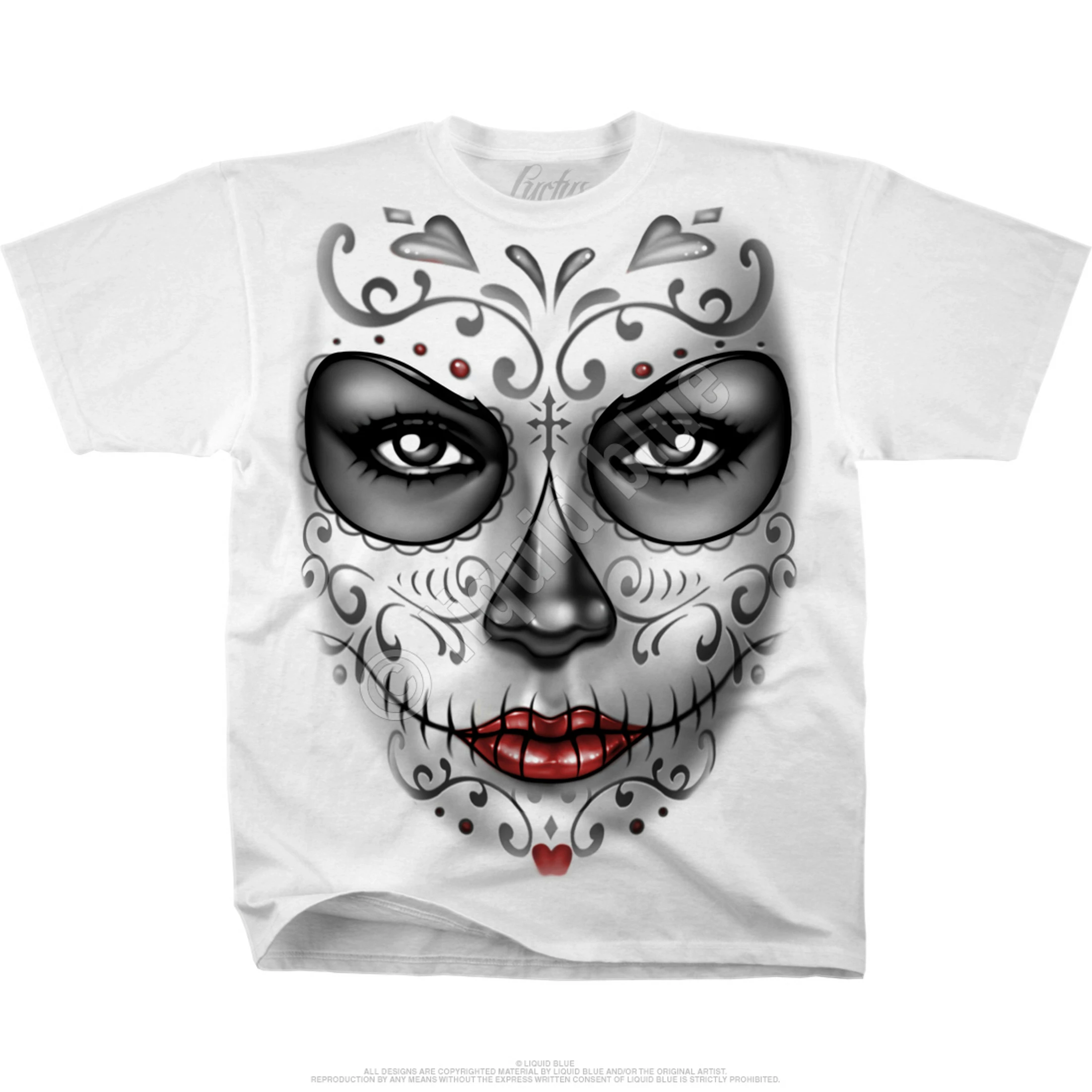 Heart Skull White Athletic T-Shirt 4 Heart Skull White Athletic T-Shirt - Image 2