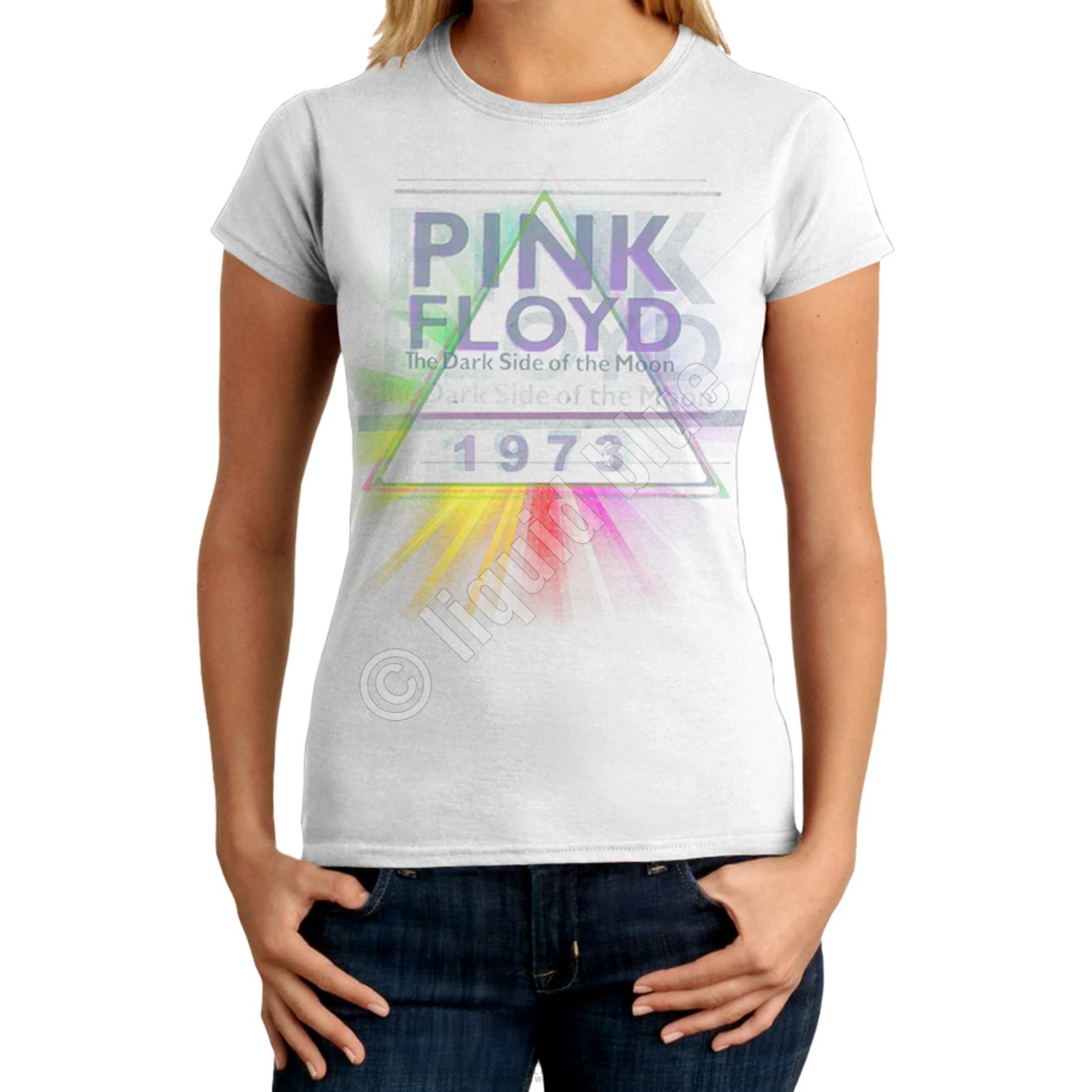 Pink Floyd Dark Side Mist White Juniors Long Length T-Shirt 4 Pink Floyd Dark Side Mist White Juniors Long Length T-Shirt - Image 2