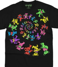 Spiral Bears Blacklight Black T-Shirt