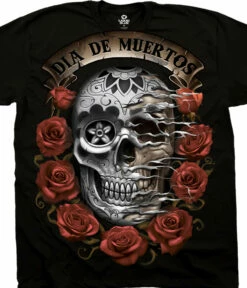 Dia De Muertos Skull Black T-Shirt