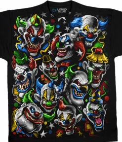 Colored Clowns Black T-Shirt