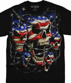 Patriotic Skulls Black T-Shirt