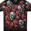Skull Pile Red Grey Black Athletic T-Shirt