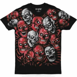 Skull Pile Red Grey Black Athletic T-Shirt -MLB Shop 31756f 86414.1602793289