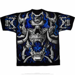 Blue Flame Skull Black T-Shirt 7 Blue Flame Skull Black T-Shirt -MLB Shop 31758b 69436.1389218388