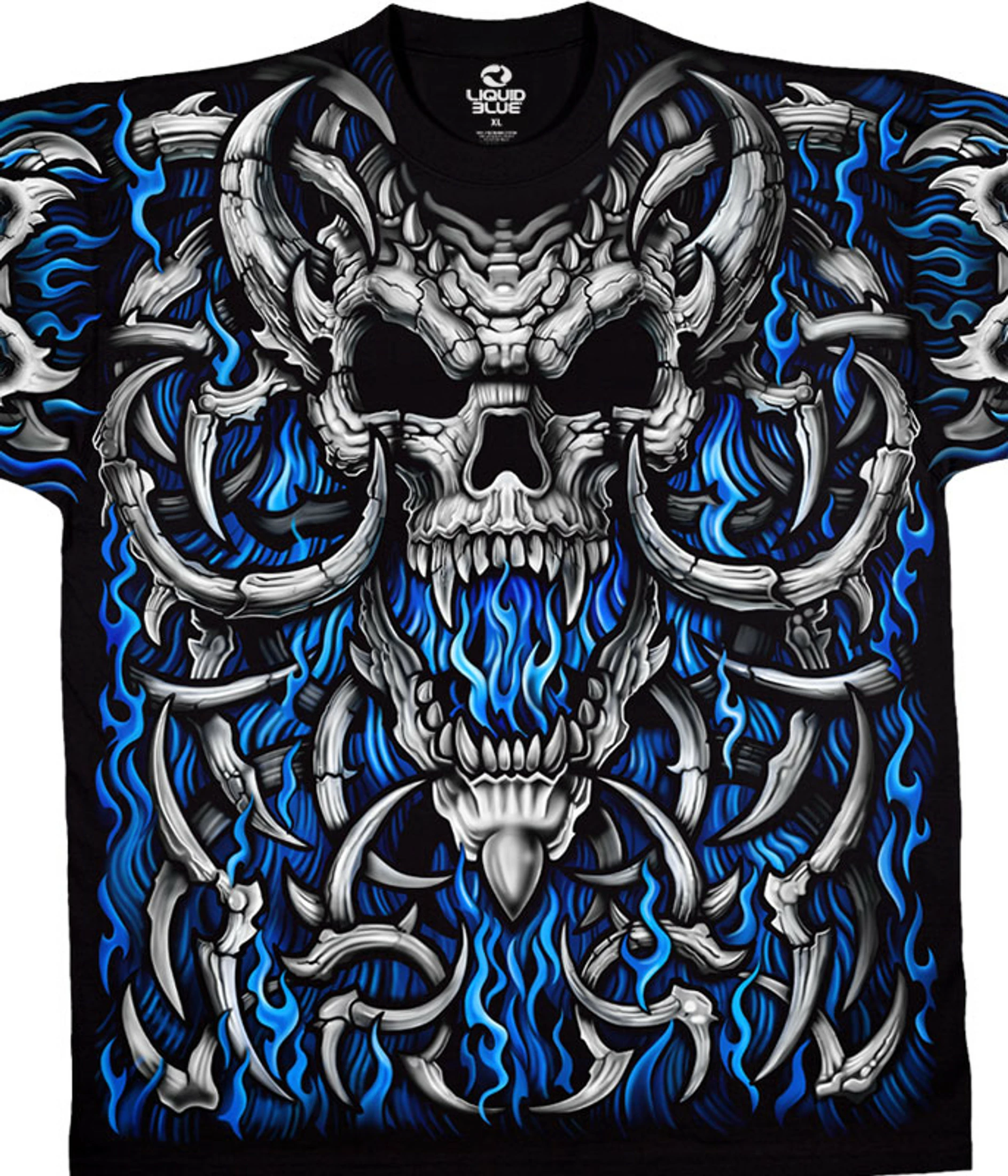 Blue Flame Skull Black T-Shirt 3 Blue Flame Skull Black T-Shirt
