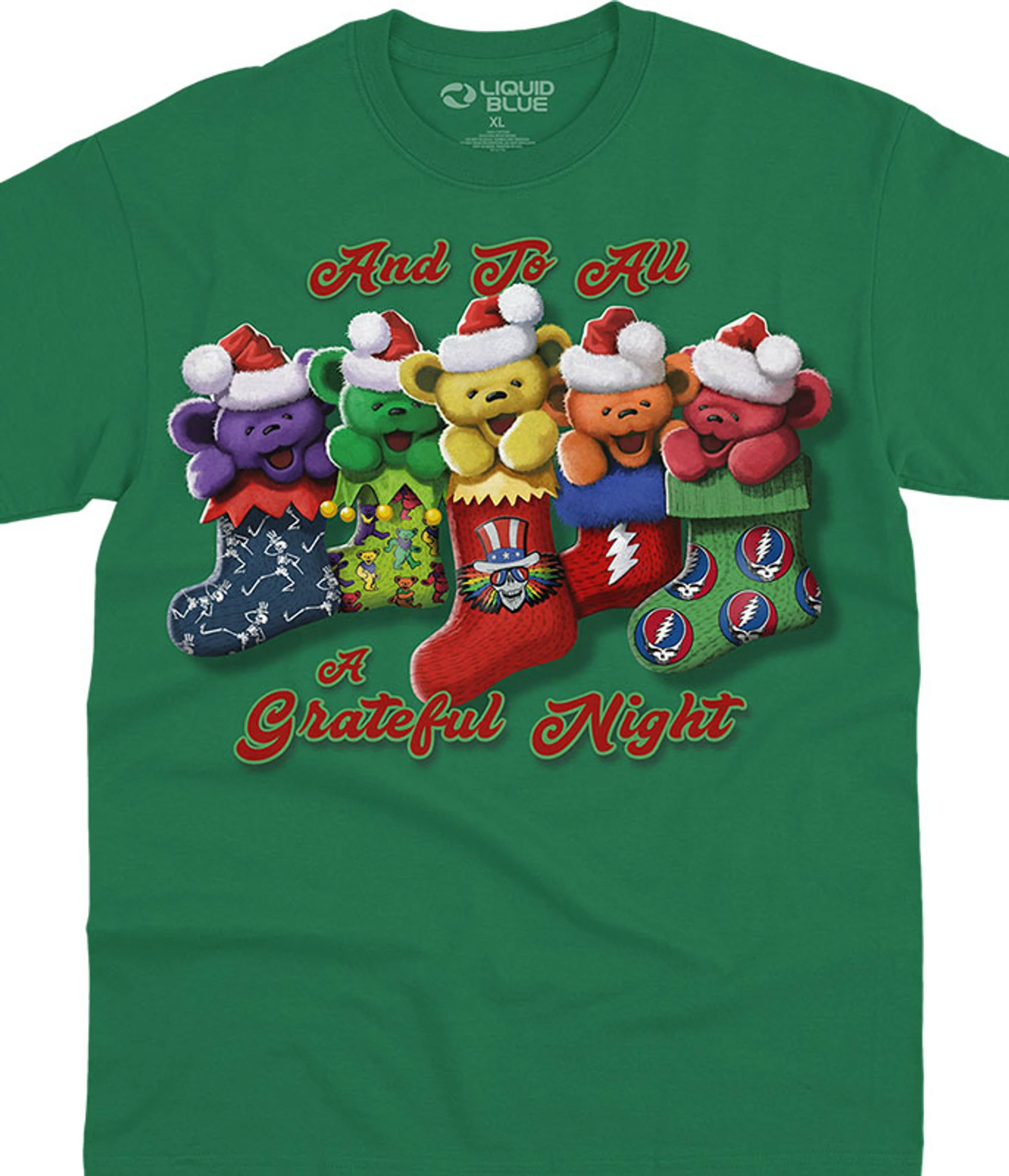 Xmas Stocking Bears Green T-Shirt 3 Xmas Stocking Bears Green T-Shirt