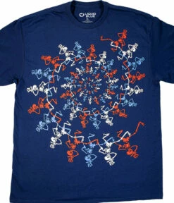 USA Spiral Skeletons Navy T-Shirt