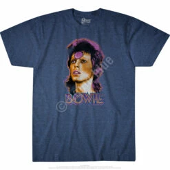 DAVID BOWIE Ziggy Medallion Dark Blue Heather Poly-Cotton T-Shirt -MLB Shop 61814f 35983.1500405830