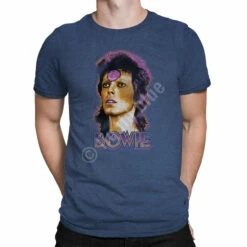 DAVID BOWIE Ziggy Medallion Dark Blue Heather Poly-Cotton T-Shirt -MLB Shop 61814f body 95118.1500405830