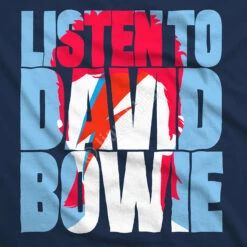DAVID BOWIE Listen To Bowie Navy Athletic T-Shirt -MLB Shop 61816f artwork 91808.1500405796