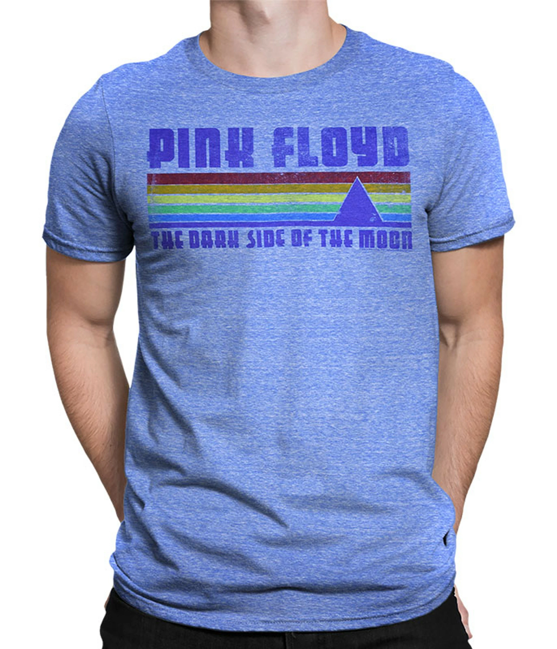 Pink Floyd On The Run Blue Heather Tri-Blend T-Shirt 3 Pink Floyd On The Run Blue Heather Tri-Blend T-Shirt