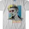 DAVID BOWIE Bowie Sketch Heather Grey Poly-Cotton T-Shirt -MLB Shop 61878f 26944.1575324640