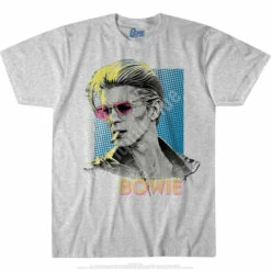 DAVID BOWIE Bowie Sketch Heather Grey Poly-Cotton T-Shirt -MLB Shop 61878f 61518.1575324640