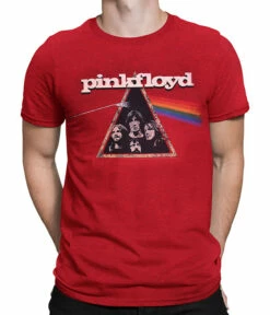 Pink Floyd Dark Side Retro Red Heather Poly-Cotton T-Shirt