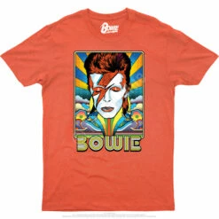 DAVID BOWIE Fashion Orange Heather Poly-Cotton T-Shirt -MLB Shop 61988f 55175.1673463906