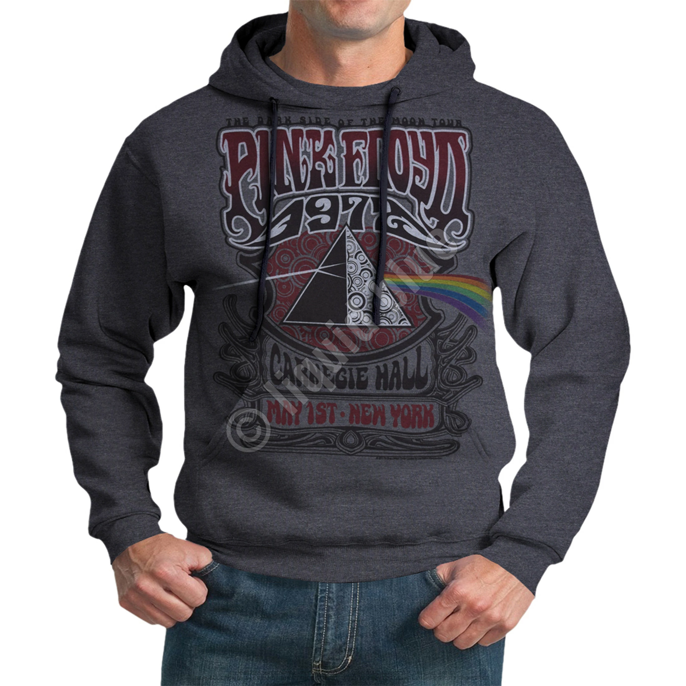 Pink Floyd Carnegie Hall Dark Heather Pullover Hoodie 4 Pink Floyd Carnegie Hall Dark Heather Pullover Hoodie - Image 2