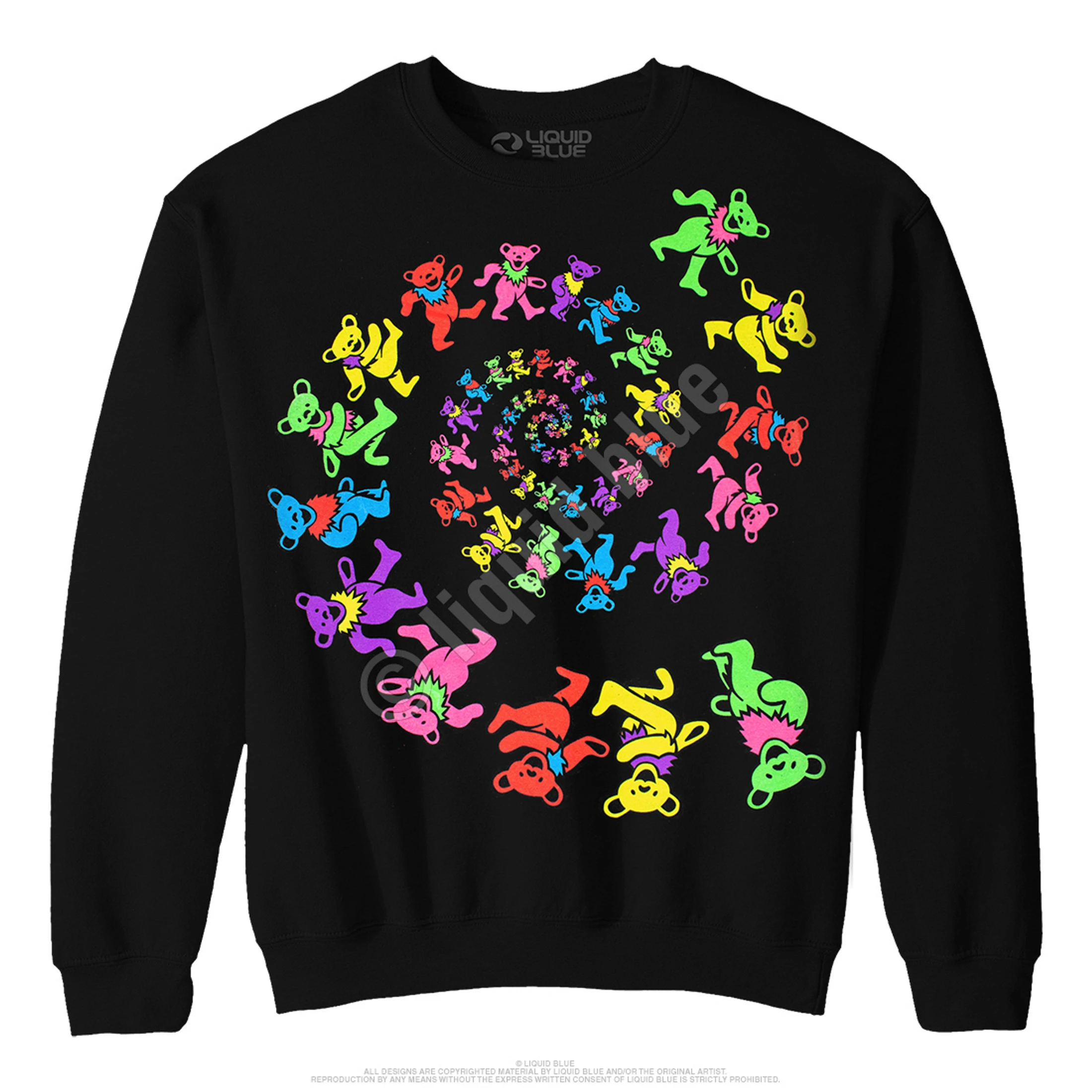 Spiral Bears Blacklight Black Sweatshirt 4 Spiral Bears Blacklight Black Sweatshirt - Image 2