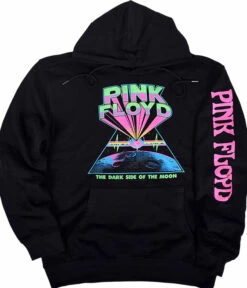 Pink Floyd Dark Side Blacklight Black Sleeve Printed Hoodie