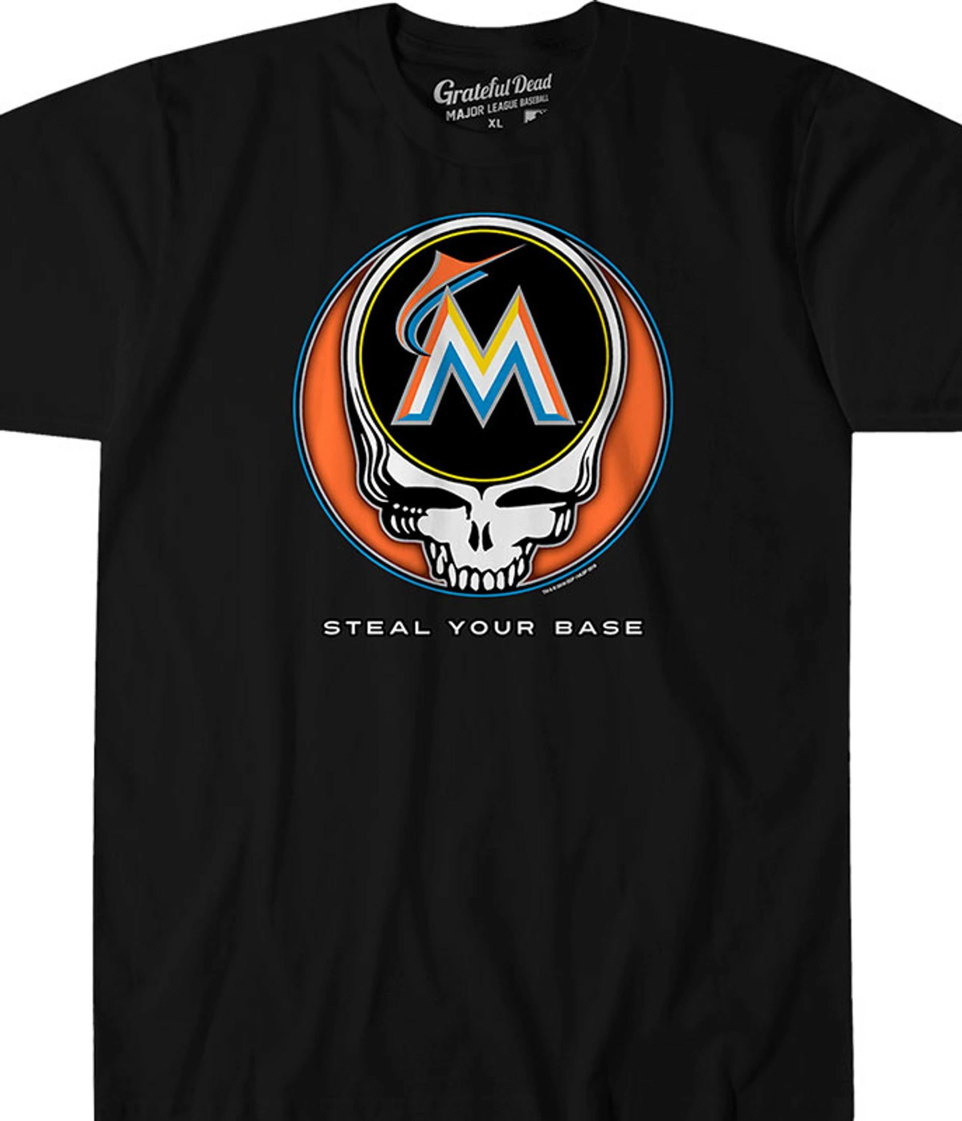 MLB Miami Marlins Steal Your Base Black Athletic T-Shirt 3 MLB Miami Marlins Steal Your Base Black Athletic T-Shirt