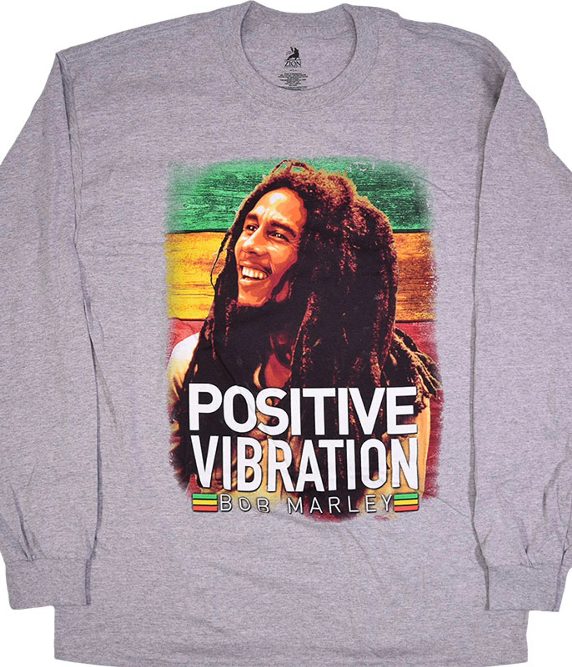 Marley Positive Vibrations Heather Grey Long Sleeve T-Shirt 1 Marley Positive Vibrations Heather Grey Long Sleeve T-Shirt
