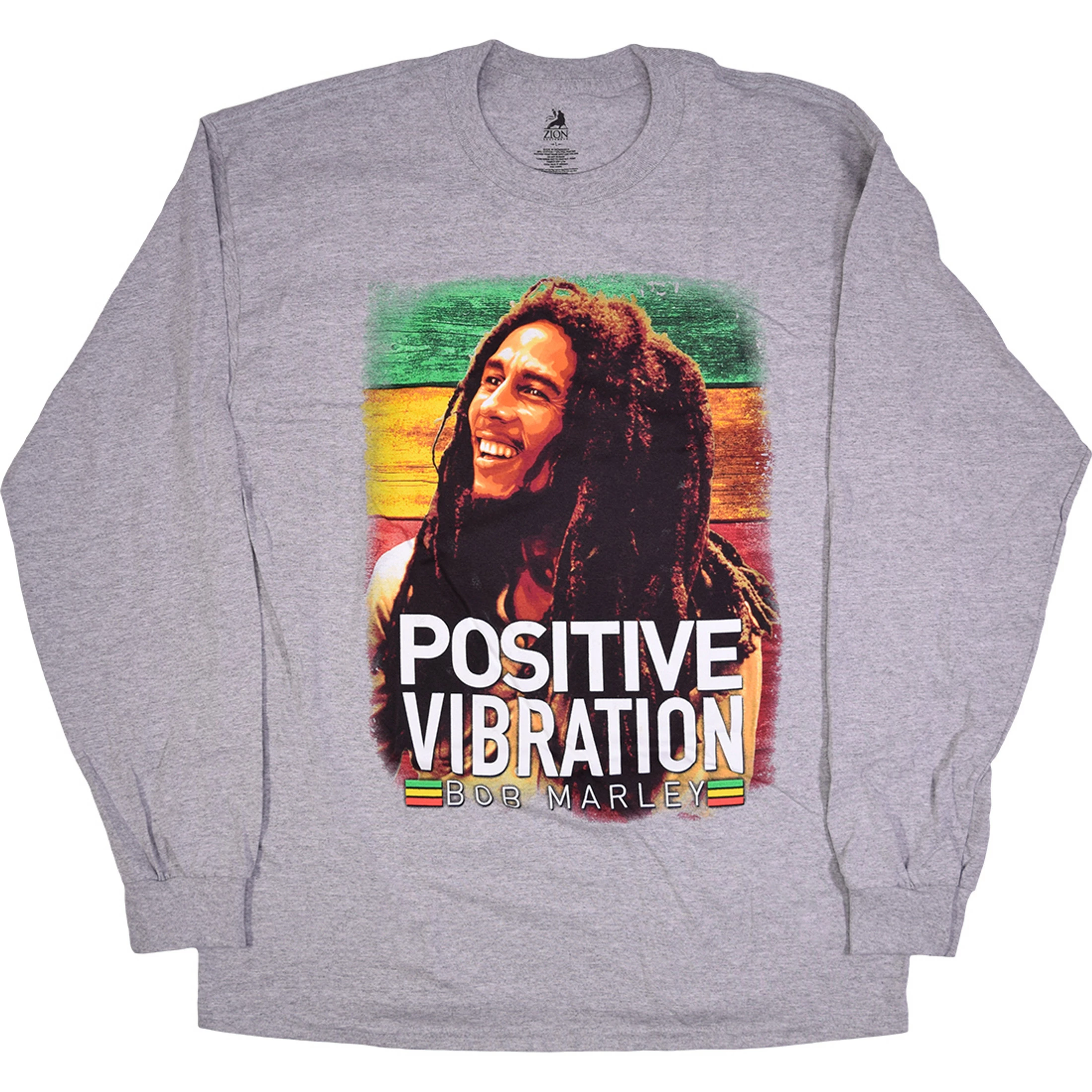 Marley Positive Vibrations Heather Grey Long Sleeve T-Shirt 2 Marley Positive Vibrations Heather Grey Long Sleeve T-Shirt - Image 2