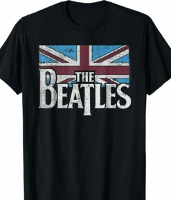 Beatles British Flag Black T-Shirt