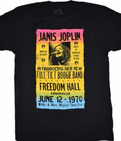 Janis Joplin Freedom Hall Poster Black T-Shirt