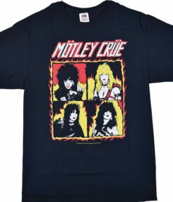 Motley Crue Fire Group Black T-Shirt