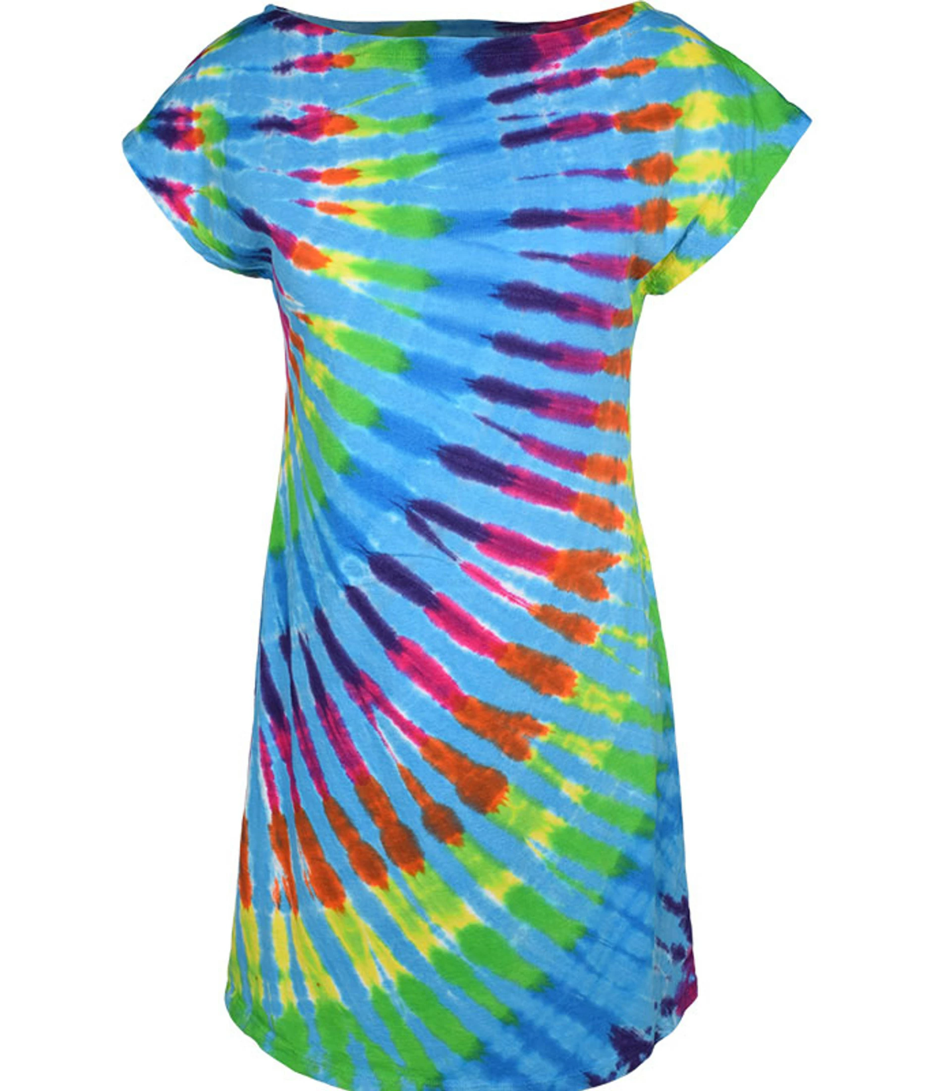 Rainbow Blue Streak Womens Unprinted Tie-Dye Sundress 3 Rainbow Blue Streak Womens Unprinted Tie-Dye Sundress