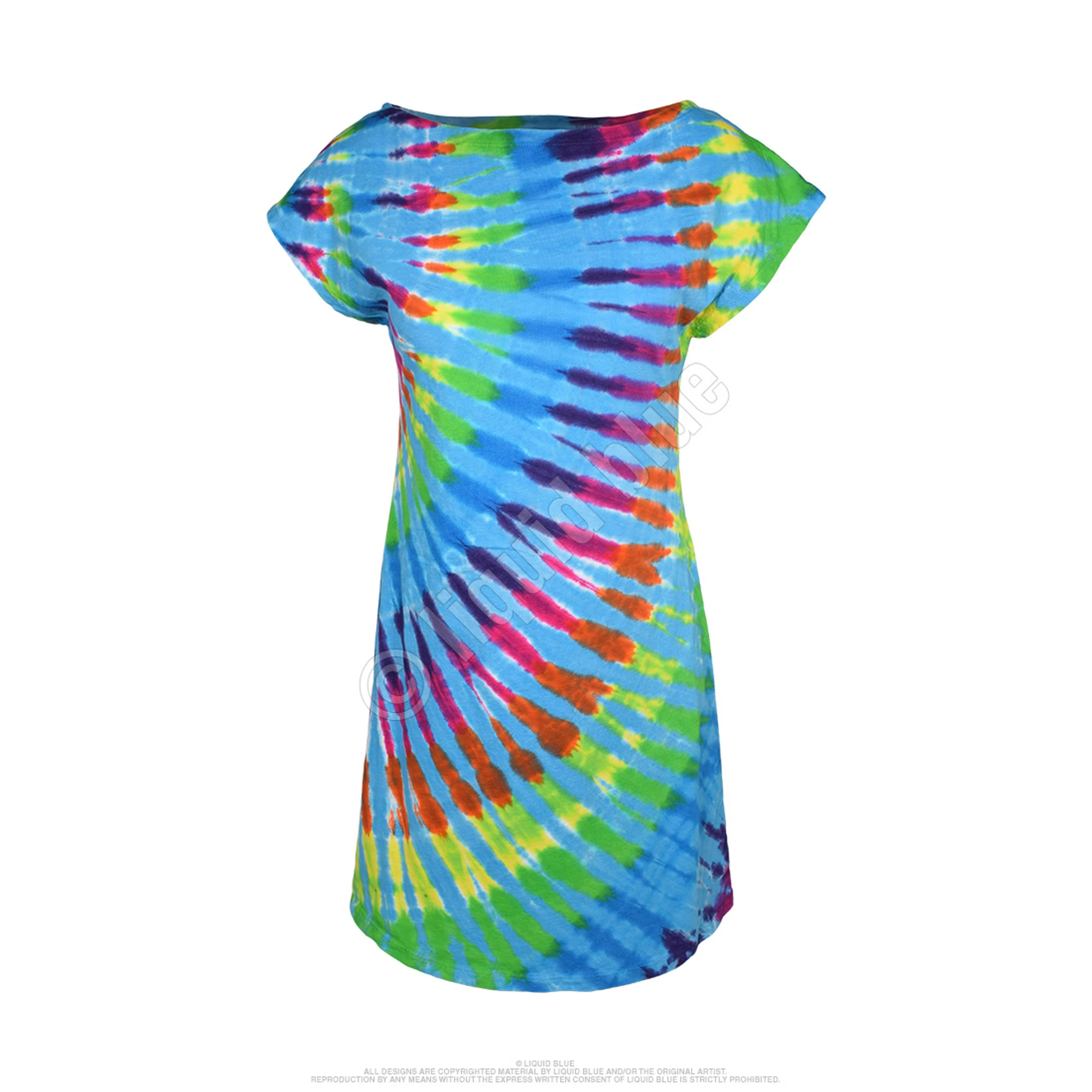 Rainbow Blue Streak Womens Unprinted Tie-Dye Sundress 4 Rainbow Blue Streak Womens Unprinted Tie-Dye Sundress - Image 2